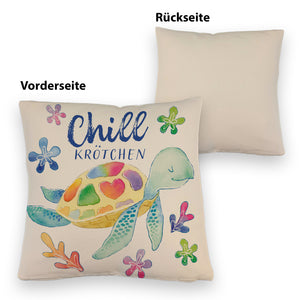 Schildkröte Kissen mit Spruch Chillkrötchen