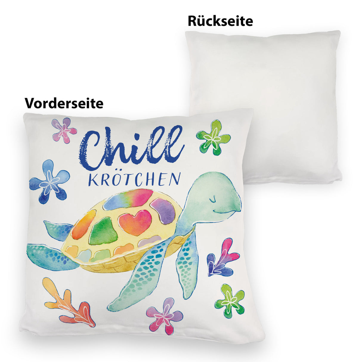 Schildkröte Kissen mit Spruch Chillkrötchen