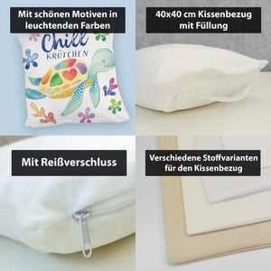 Schildkröte Kissen mit Spruch Chillkrötchen