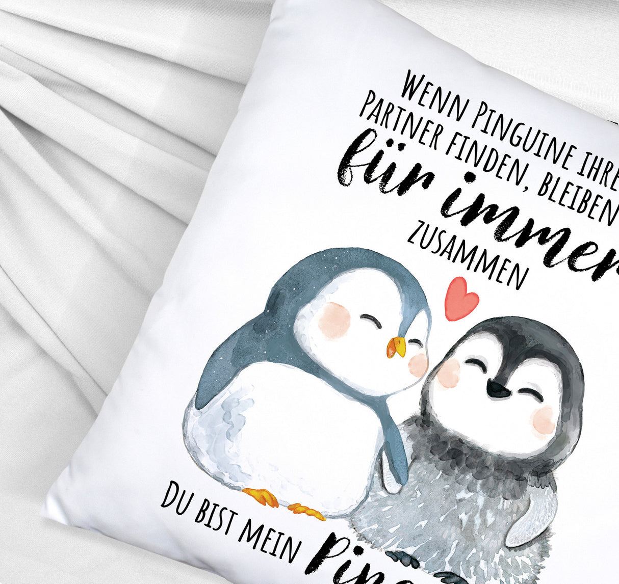 Pinguinpärchen Kissen mit Spruch Du bist mein Pinguin