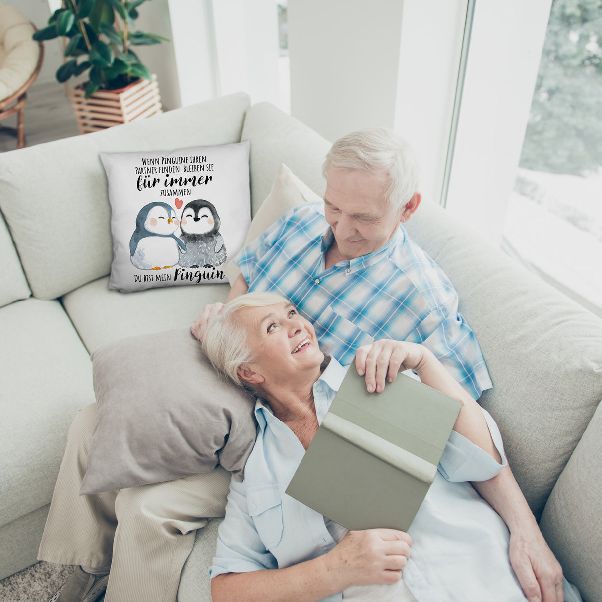 Pinguinpärchen Kissen mit Spruch Du bist mein Pinguin