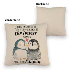 Pinguinpärchen Kissen mit Spruch Du bist mein Pinguin