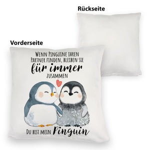 Pinguinpärchen Kissen mit Spruch Du bist mein Pinguin