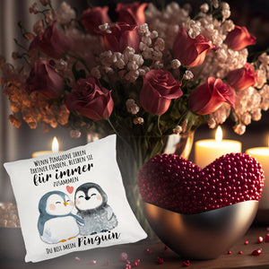 Pinguinpärchen Kissen mit Spruch Du bist mein Pinguin