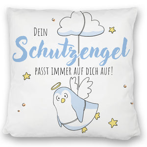Schutzengel-Pinguin Kissen mit Spruch passe immer auf dich auf