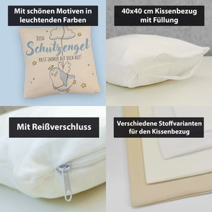 Schutzengel-Pinguin Kissen mit Spruch passe immer auf dich auf