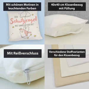 Schutzengel-Pinguin Kissen mit Spruch passe immer auf dich auf