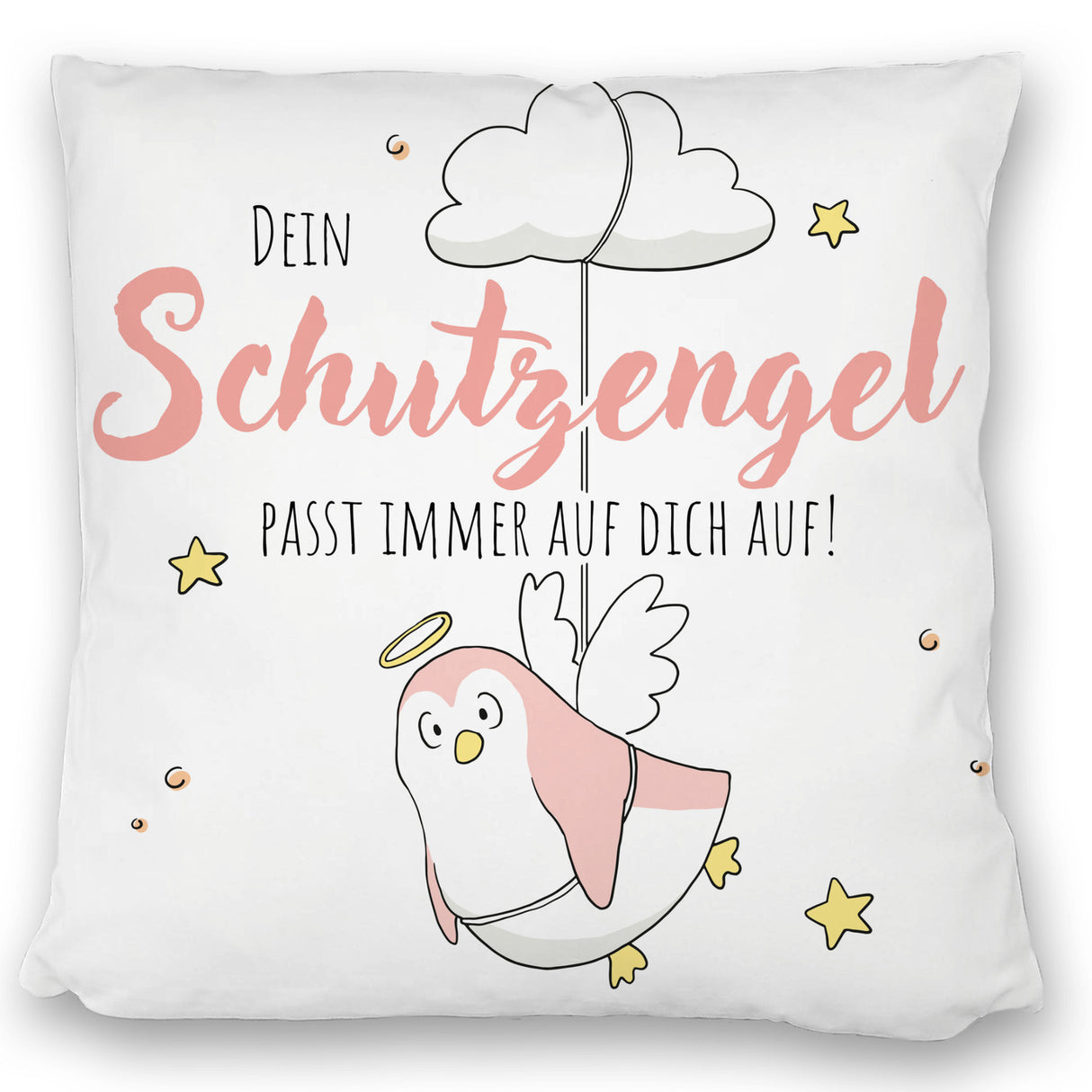 Schutzengel-Pinguin Kissen mit Spruch passe immer auf dich auf