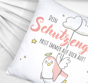 Schutzengel-Pinguin Kissen mit Spruch passe immer auf dich auf