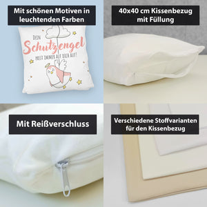Schutzengel-Pinguin Kissen mit Spruch passe immer auf dich auf