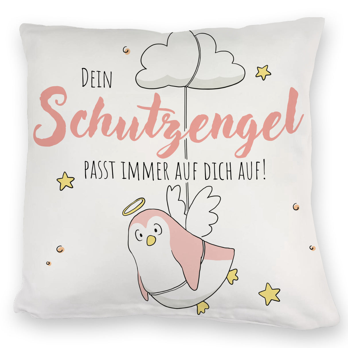 Schutzengel-Pinguin Kissen mit Spruch passe immer auf dich auf