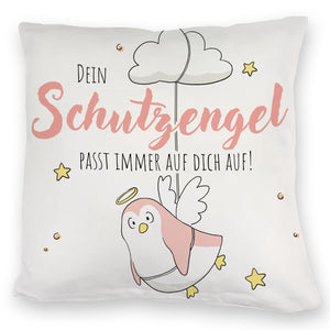Schutzengel-Pinguin Kissen mit Spruch passe immer auf dich auf