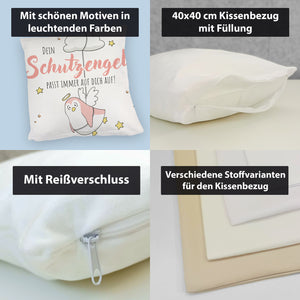 Schutzengel-Pinguin Kissen mit Spruch passe immer auf dich auf