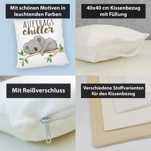 Schlafender Koala Kissen mit Spruch Auftragschiller
