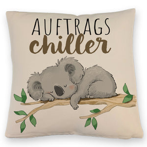 Schlafender Koala Kissen mit Spruch Auftragschiller