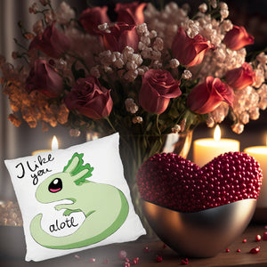 Axolotl Kissen in rosa mit Spruch I like you alotl