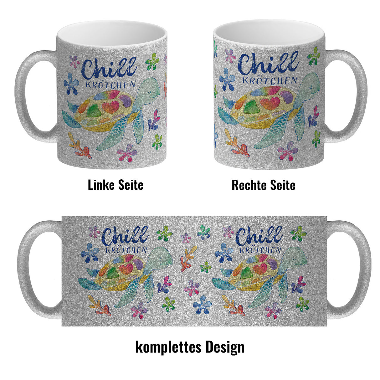 Schildkröte Kaffeebecher mit Spruch Chillkrötchen