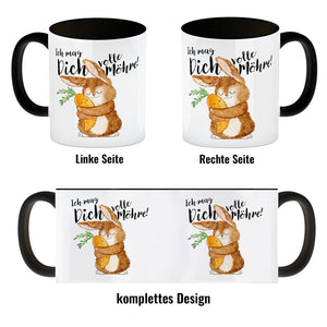 Hase Kaffeebecher mit Spruch Ich mag dich volle Möhre