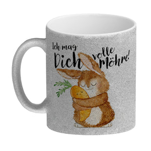 Hase Kaffeebecher mit Spruch Ich mag dich volle Möhre