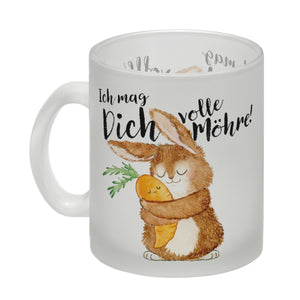 Hase Kaffeebecher mit Spruch Ich mag dich volle Möhre