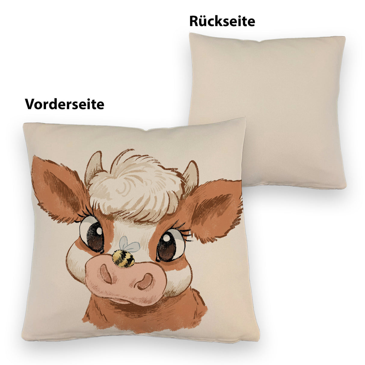 Baby Kuh Kissen mit dicker Hummel