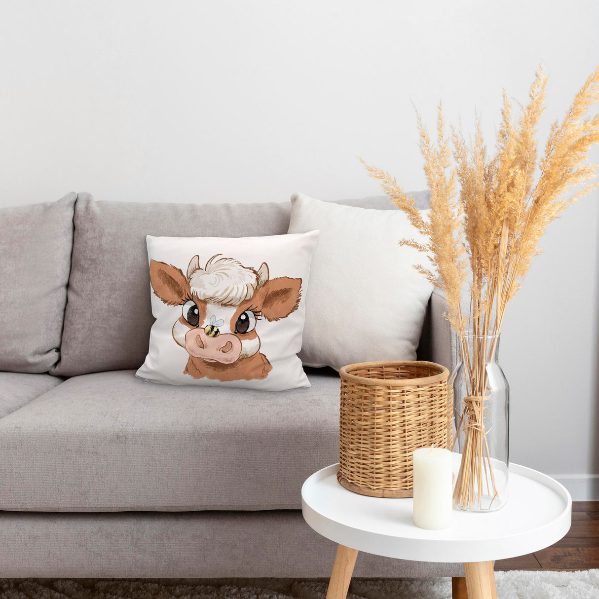 Baby Kuh Kissen mit dicker Hummel