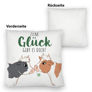 Kuh-Paar Kissen mit Spruch Zum Glück gibt es dich