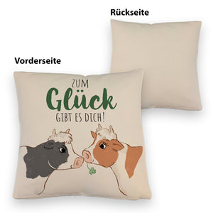 Kuh-Paar Kissen mit Spruch Zum Glück gibt es dich
