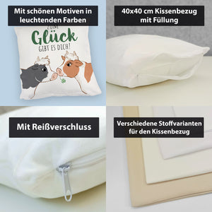 Kuh-Paar Kissen mit Spruch Zum Glück gibt es dich