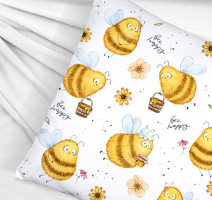 Pummel Biene Kissen mit Spruch Bee happy
