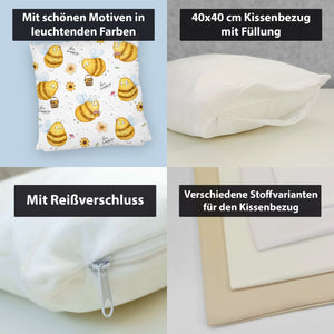 Pummel Biene Kissen mit Spruch Bee happy