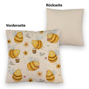 Pummel Biene Kissen mit Spruch Bee happy