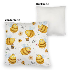Pummel Biene Kissen mit Spruch Bee happy