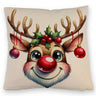 Rentier mit Weihnachtskugeln Kissen