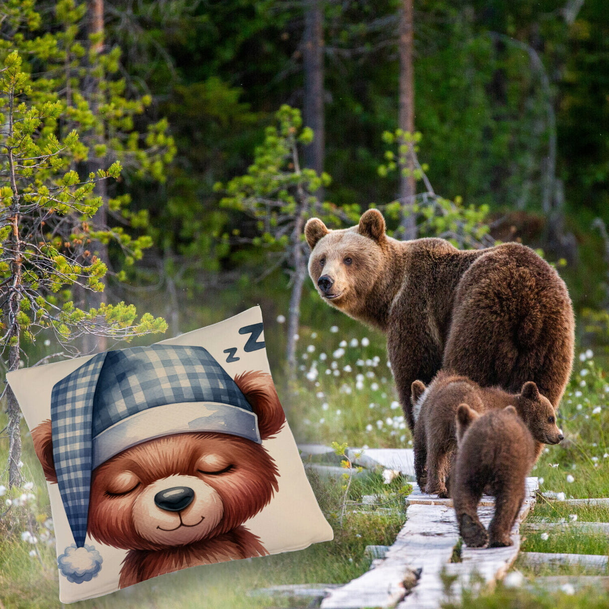 Braunbär Kissen