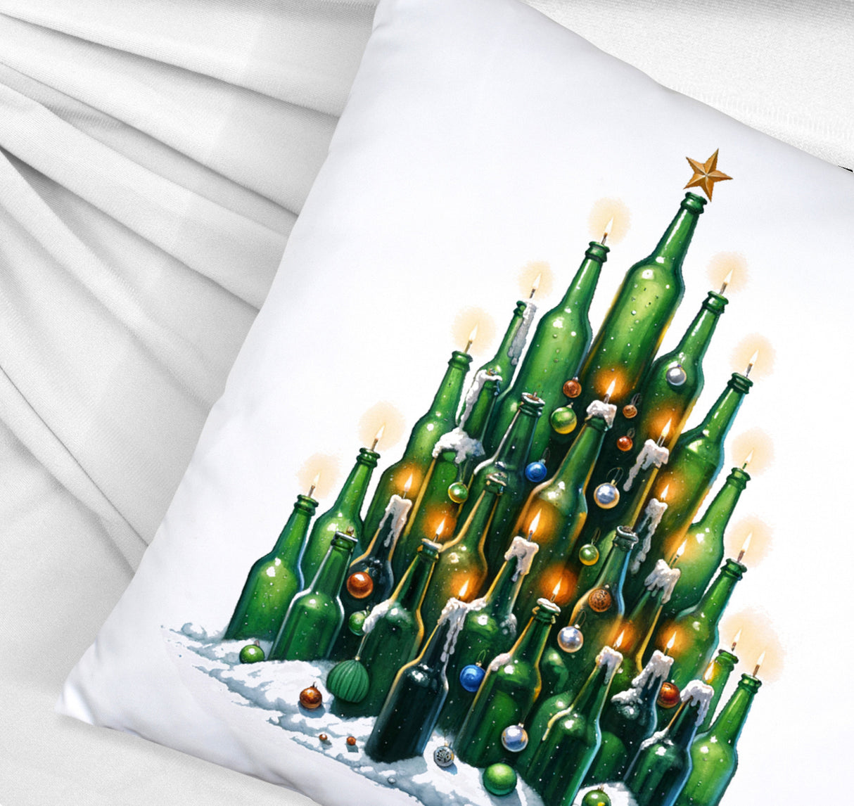 Weihnachtsbaum aus Bierflaschen Kissen