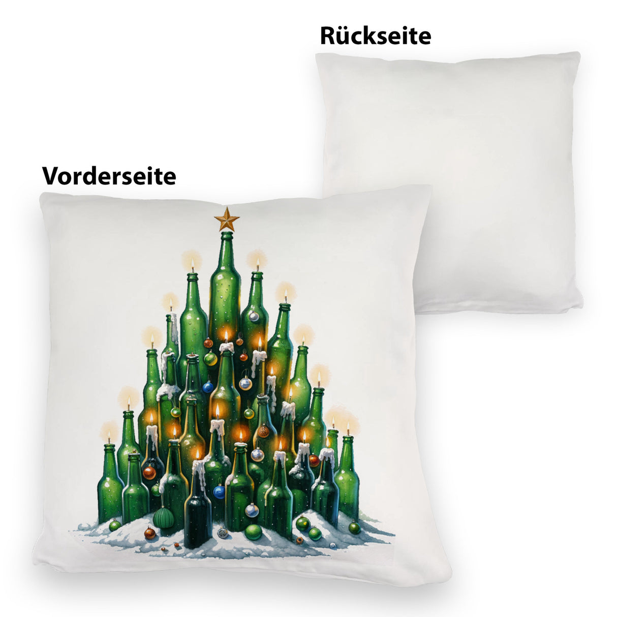 Weihnachtsbaum aus Bierflaschen Kissen