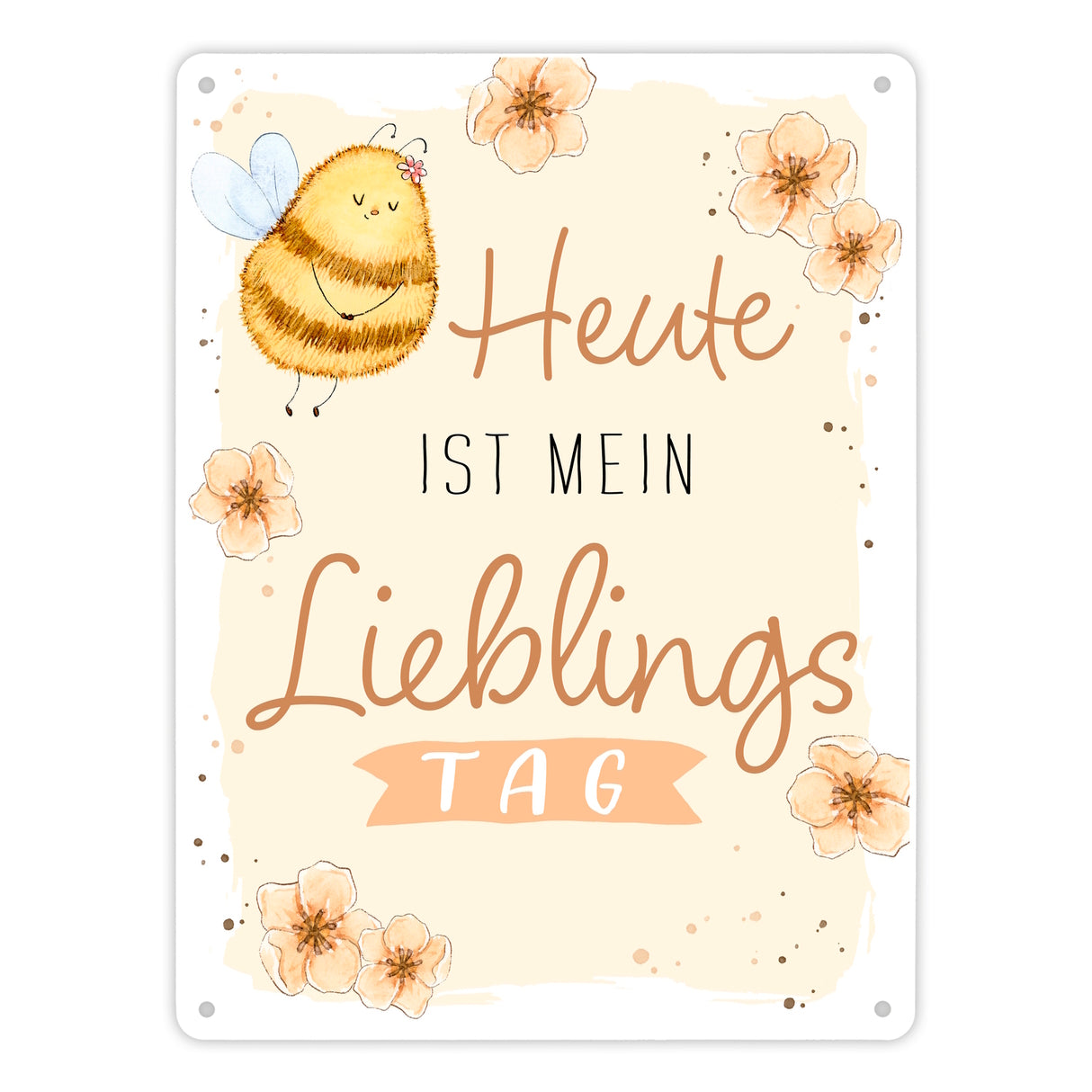 Pummel Biene Metallschild in 15x20 cm mit Spruch Heute ist mein Lieblingstag