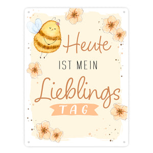 Pummel Biene Metallschild in 15x20 cm mit Spruch Heute ist mein Lieblingstag