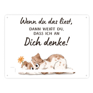 Hund Metallschild in 15x20 cm mit Spruch Ich denke an dich