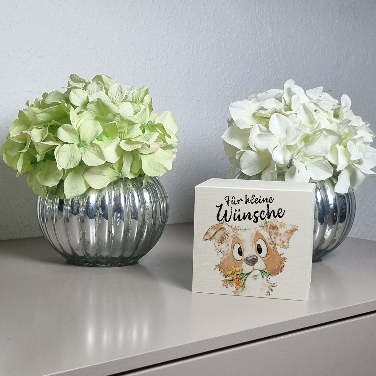 Hund Spardose mit Spruch Für kleine Wünsche