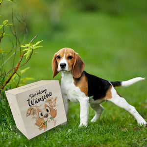 Hund Spardose mit Spruch Für kleine Wünsche