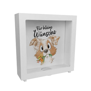 Hund Spardose mit Spruch Für kleine Wünsche