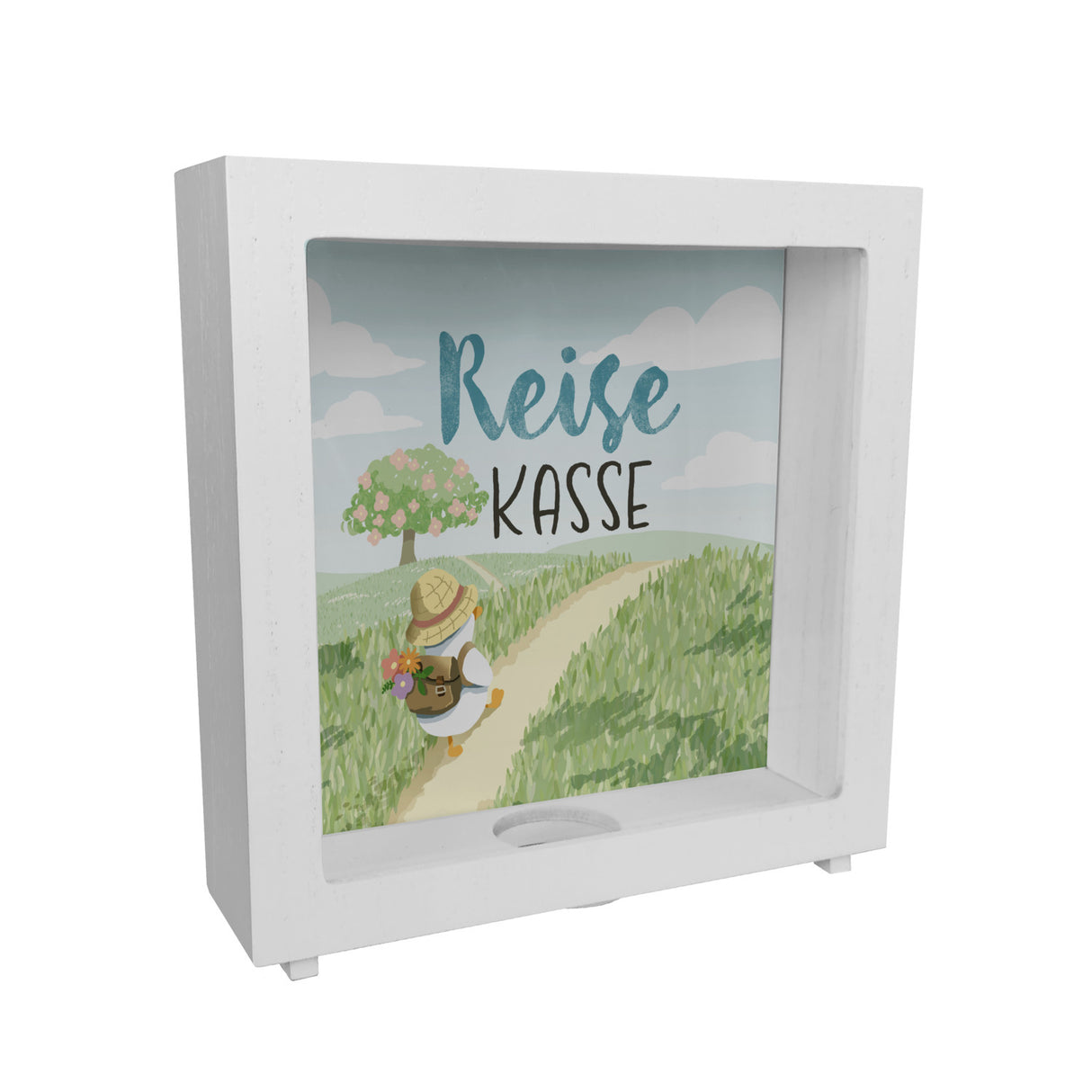 Ente auf Reisen Spardose mit Spruch Reisekasse