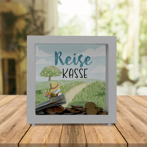 Ente auf Reisen Spardose mit Spruch Reisekasse