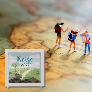 Ente auf Reisen Spardose mit Spruch Reisekasse