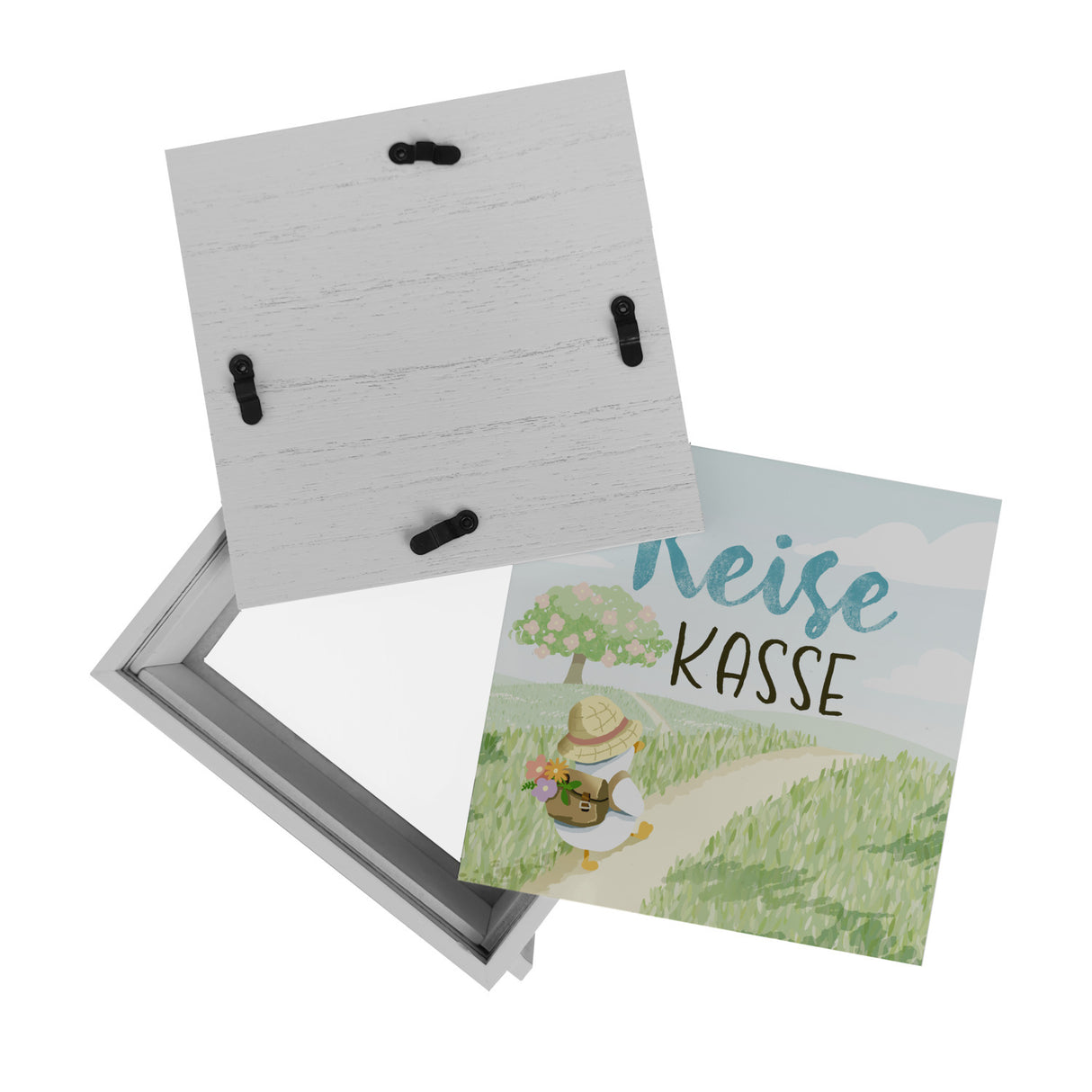 Ente auf Reisen Spardose mit Spruch Reisekasse