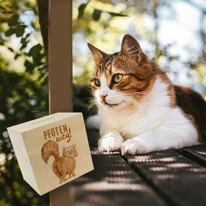 Katze Spardose mit Spruch Pfoten weg