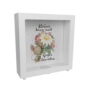 Maus Spardose mit Spruch Kleines kann auch Großes bewirken