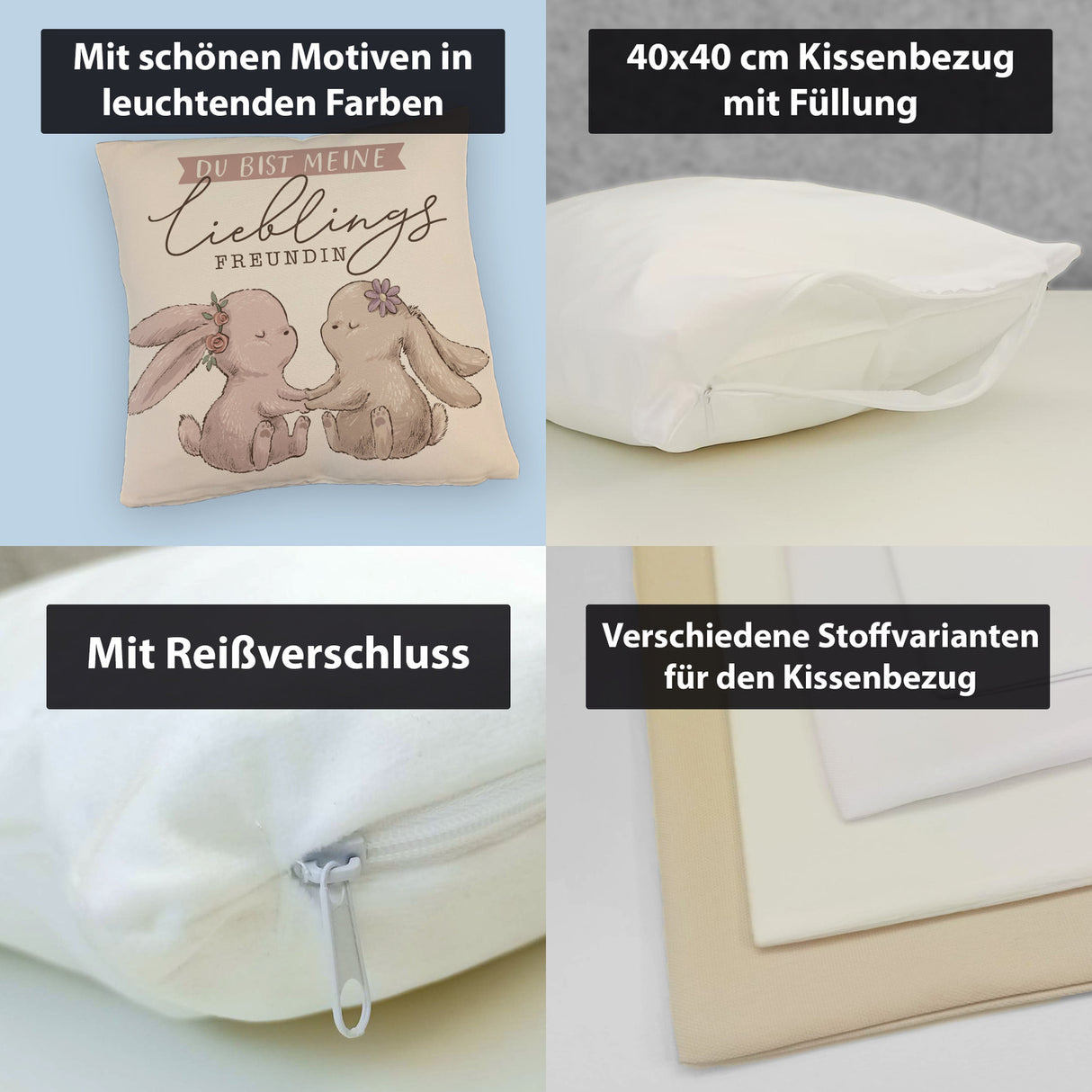 Hasen Kissen mit Spruch Du bist meine Lieblingsfreundin